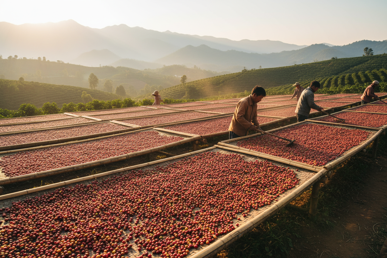 コーヒーの精製処理方法:乾燥プロセスの違いと品質への影響